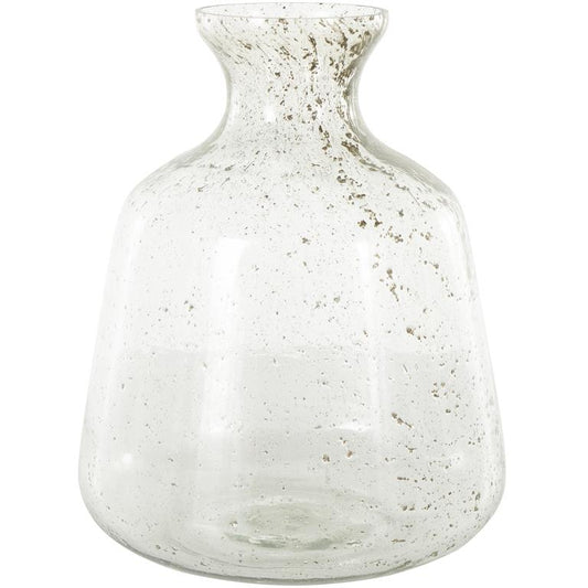 Clear Glass Speckled Decorative Vase with Brown Accents,