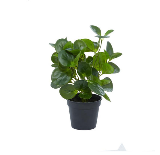 GREEN FAUX FOLIAGE EUCALYPTUS INDOOR OUTDOOR ARTIFICIAL PLANT WITH BLACK ROUND POT, 10" X 7" X 13"