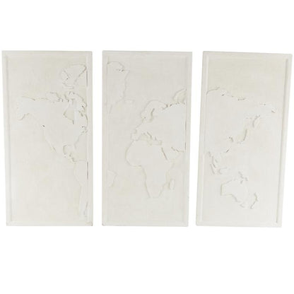 White Wooden World Map 3D Home Wall Decor