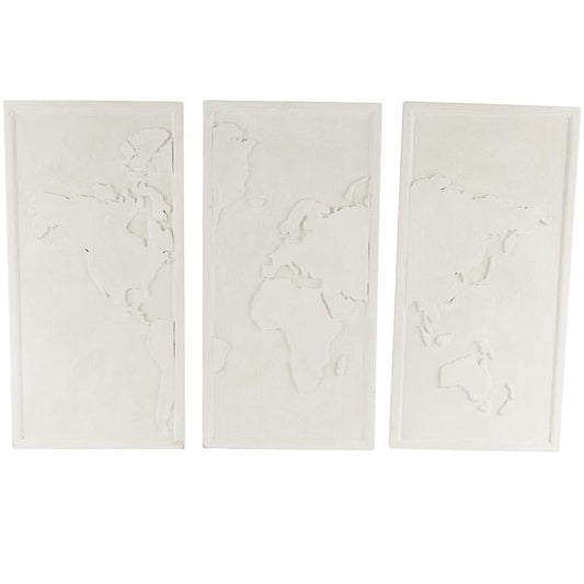 White Wooden World Map 3D Home Wall Decor
