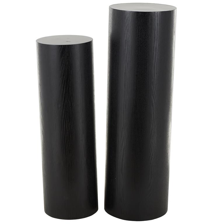 Black Wood Handmade Pedestal Side End Pedestal Table