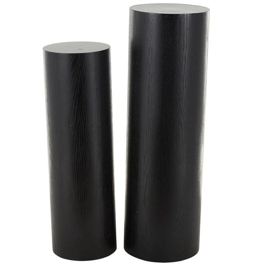 Black Wood Handmade Pedestal Side End Pedestal Table
