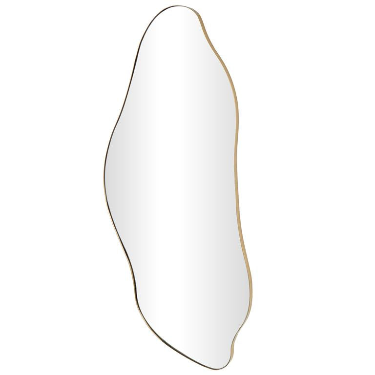 Gold Metal Abstract Wavy Room Wall Mirror