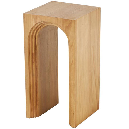 Brown Wood Cutout Arch Side End Accent Table