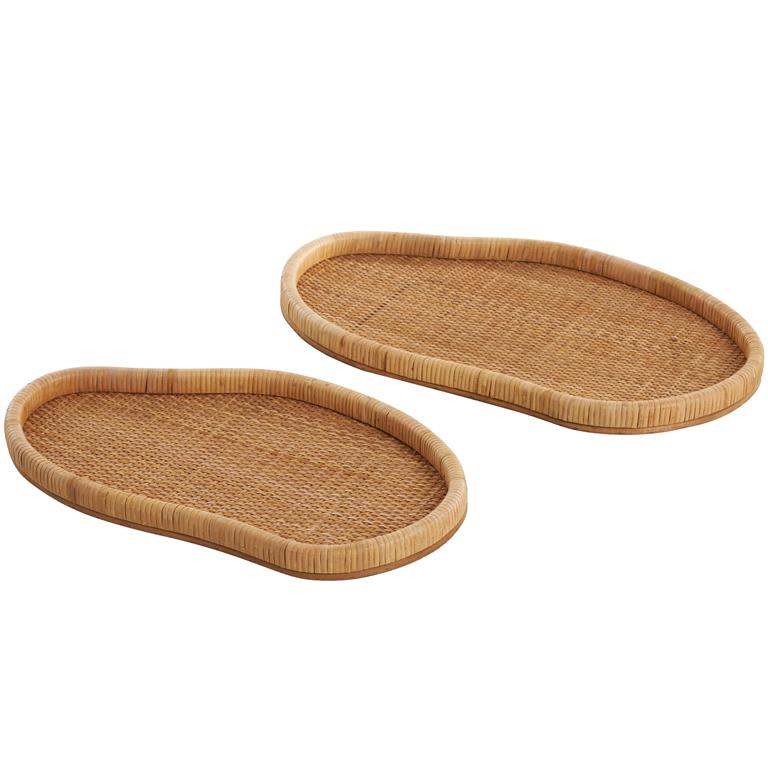 Brown Rattan Handmade Woven Living Room Decor Tray