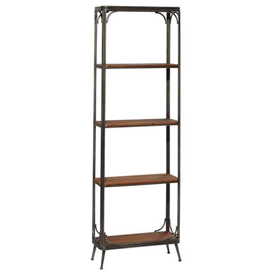 Brown Wood 5 Shelf Storage Shelving Unit