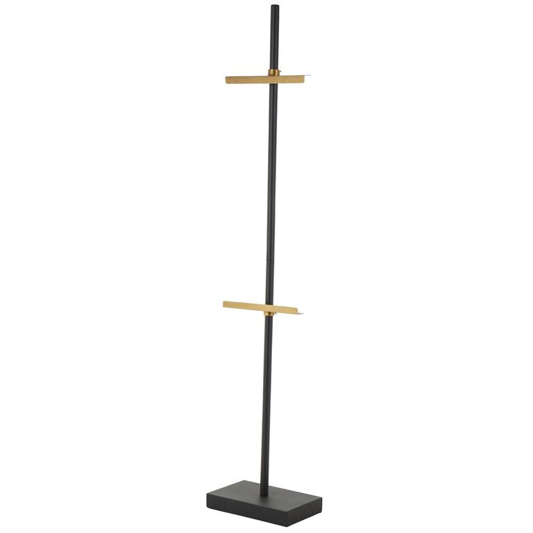 Black Metal Tall Floor 2 Hook Display Easel with Gold Accents