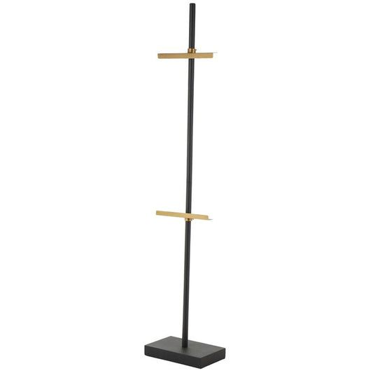 Black Metal Tall Floor 2 Hook Display Easel with Gold Accents