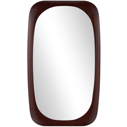 Brown Wood Oval Room Wall Mirror