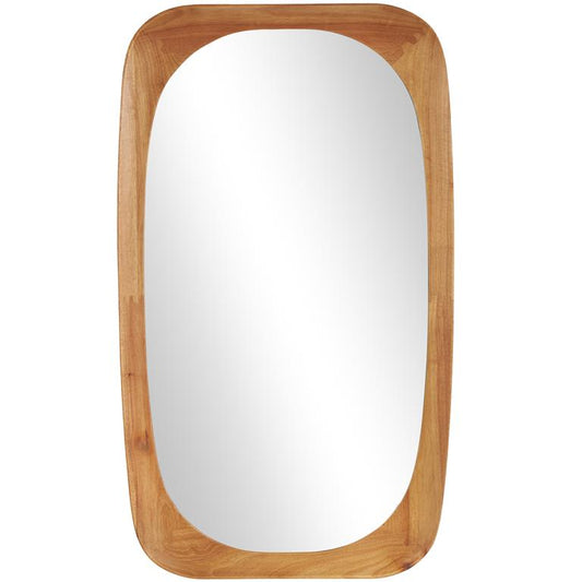 Brown Wood Oval Room Wall Mirror