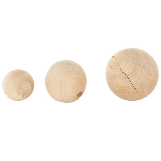 Light Brown Wood Handmade Decorative Orbs & Vase Filler with Varying Sizes, Set of