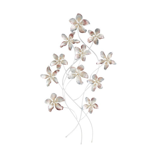 Multi Colored Metal Floral Home Wall Decor with Silver Stems