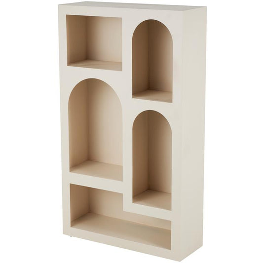 Cream Metal Geometric 5 Cubby Storage Shelving Unit with Arched Block Shapes