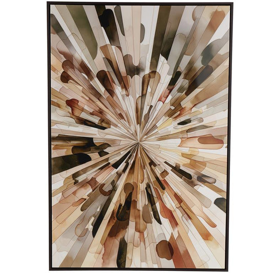 Multi Colored Canvas Sunburst Abstract Living Room Framed Wall Art with Black Frame