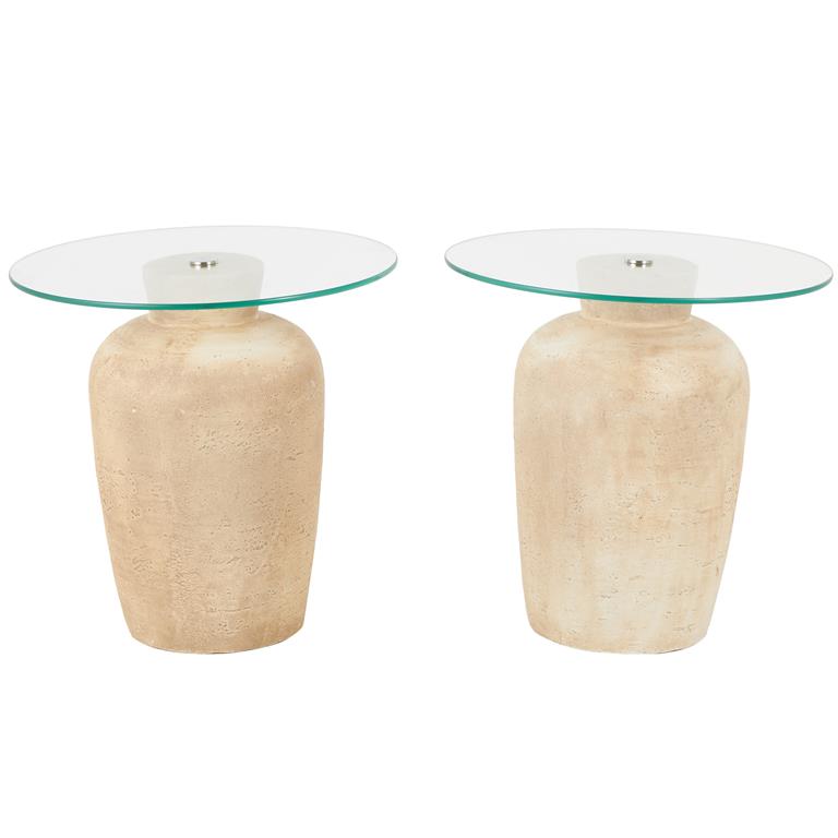 Beige Resin Wide Living Room Coffee Table with Tempered Glass Tableto