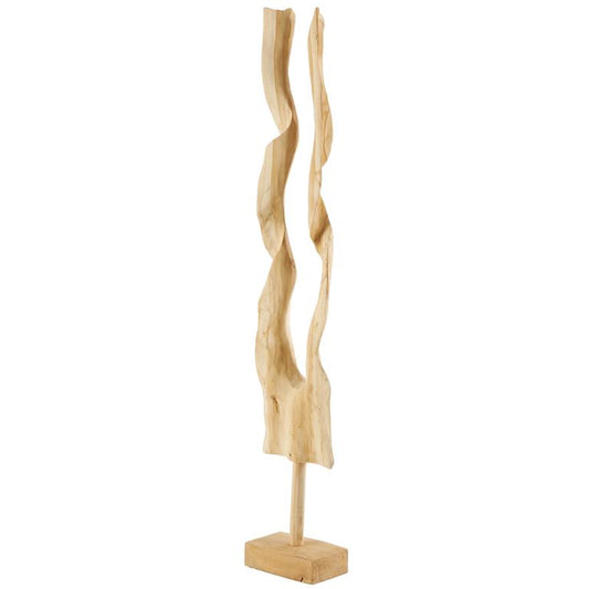 Brown Teak Wood Abstract Handmade Live Edge Floor Decorative Sculpture