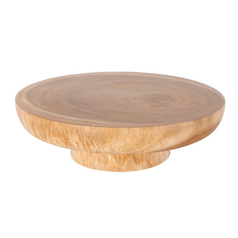 Brown Teak Wood Handmade Large Decorative Bowl with Elevated Base