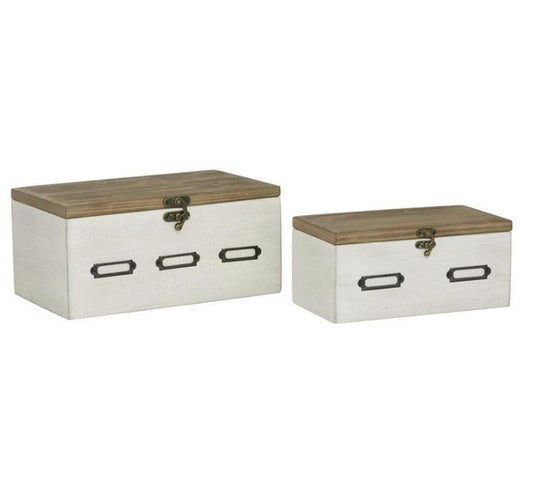 White Wooden Box Set Of 2, 10-Inch & 12-Inch