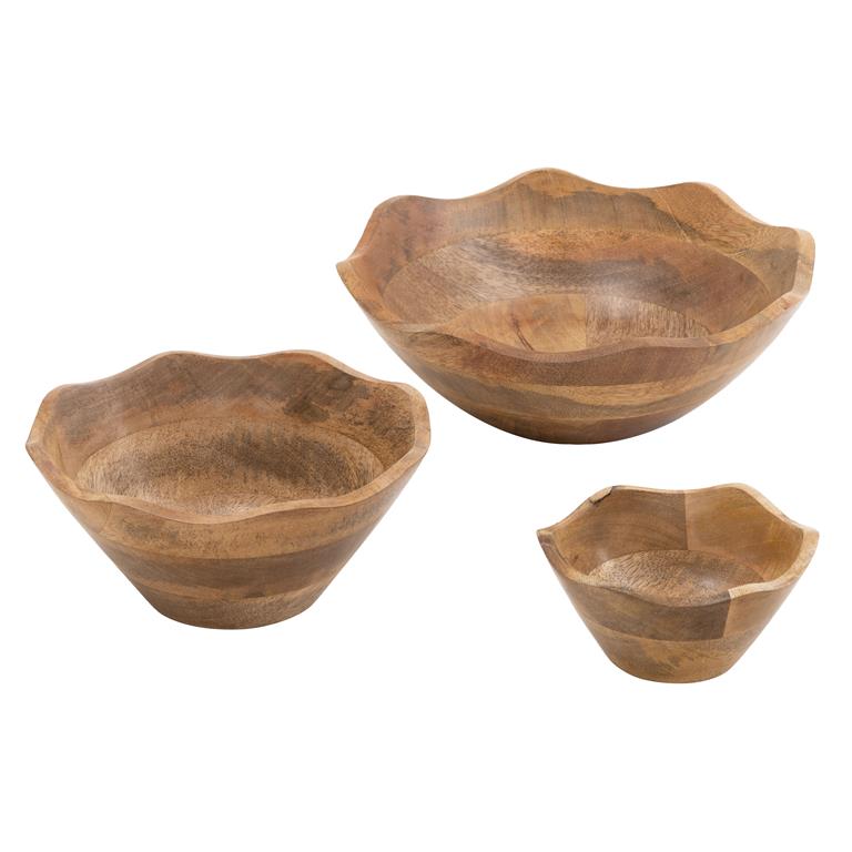 Mango Wood Floral Handmade Large Decorative Bowl
