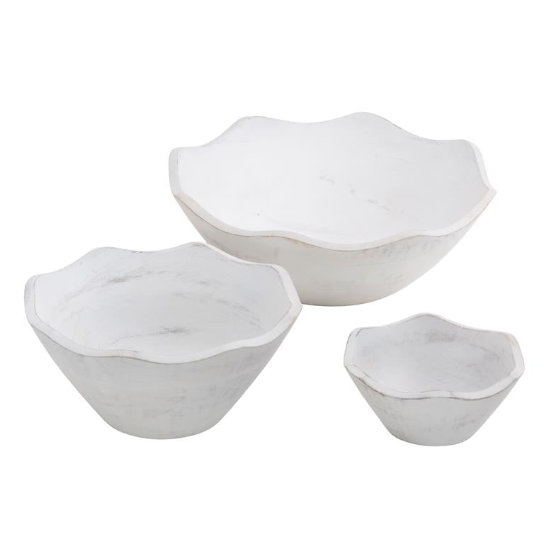 Mango Wood Floral Handmade Large Decorative Bowl
