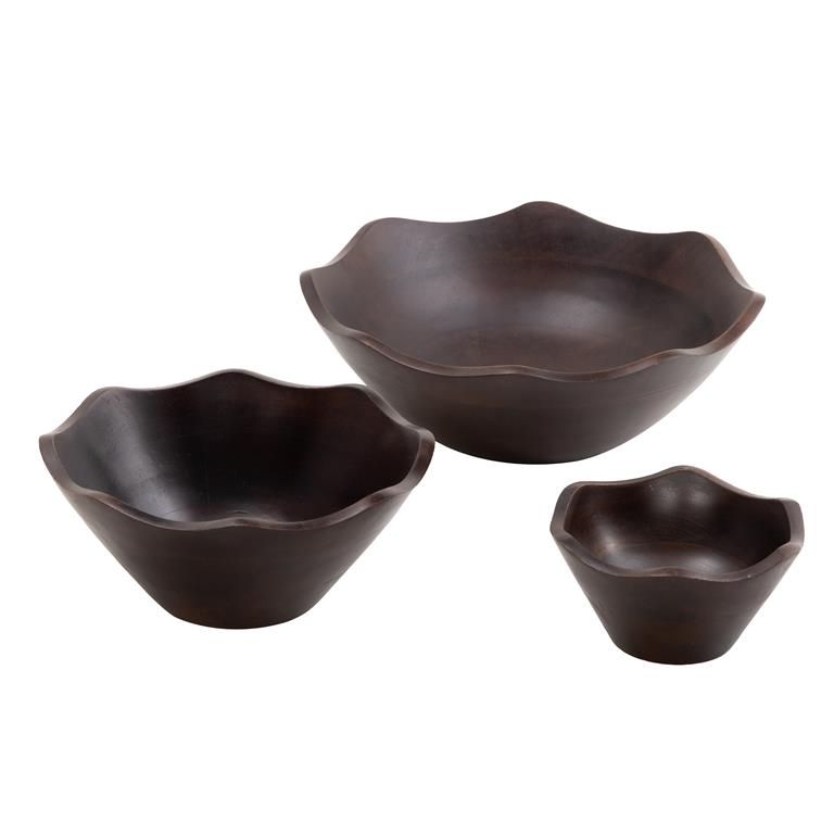 Mango Wood Floral Handmade Large Decorative Bowl