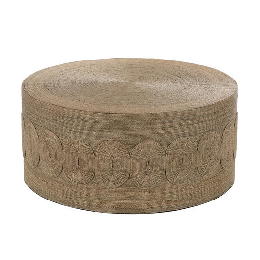 Brown Seagrass Handmade Woven Living Room Coffee Table with Round Weave
