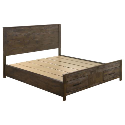 Woodmont Wood Queen Storage Panel Bed Rustic Golden Brown
