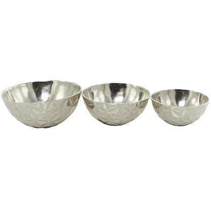 Aluminum Metal Faceted Large Decorative Bowl,