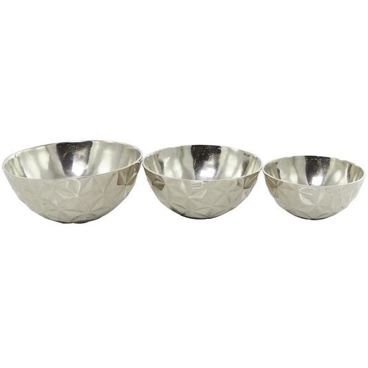 Aluminum Metal Faceted Large Decorative Bowl,