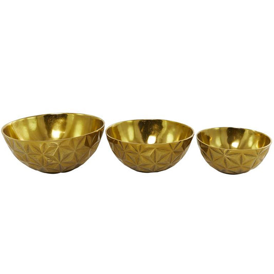 Aluminum Metal Faceted Large Decorative Bowl,