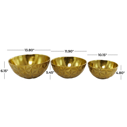 Aluminum Metal Faceted Large Decorative Bowl,
