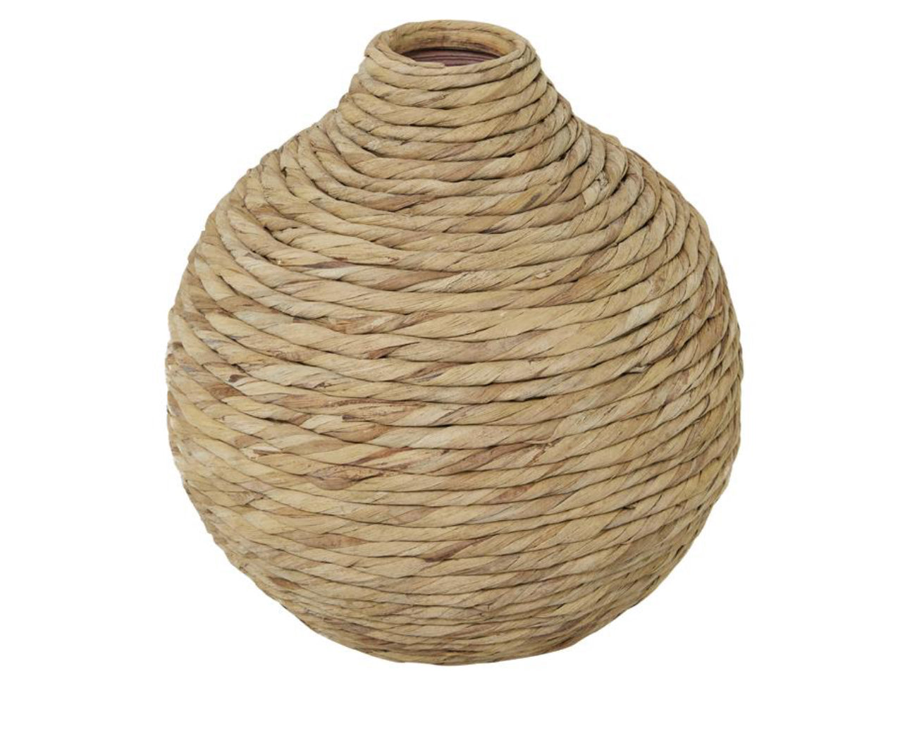 BROWN SEAGRASS HANDMADE WOVEN VASE, 14" X 14" X 14"