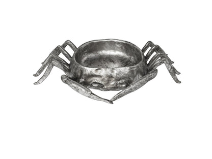 SILVER POLYSTONE CRAB WEATHERED DECORATIVE BOWL, 30" X 17" X 6"