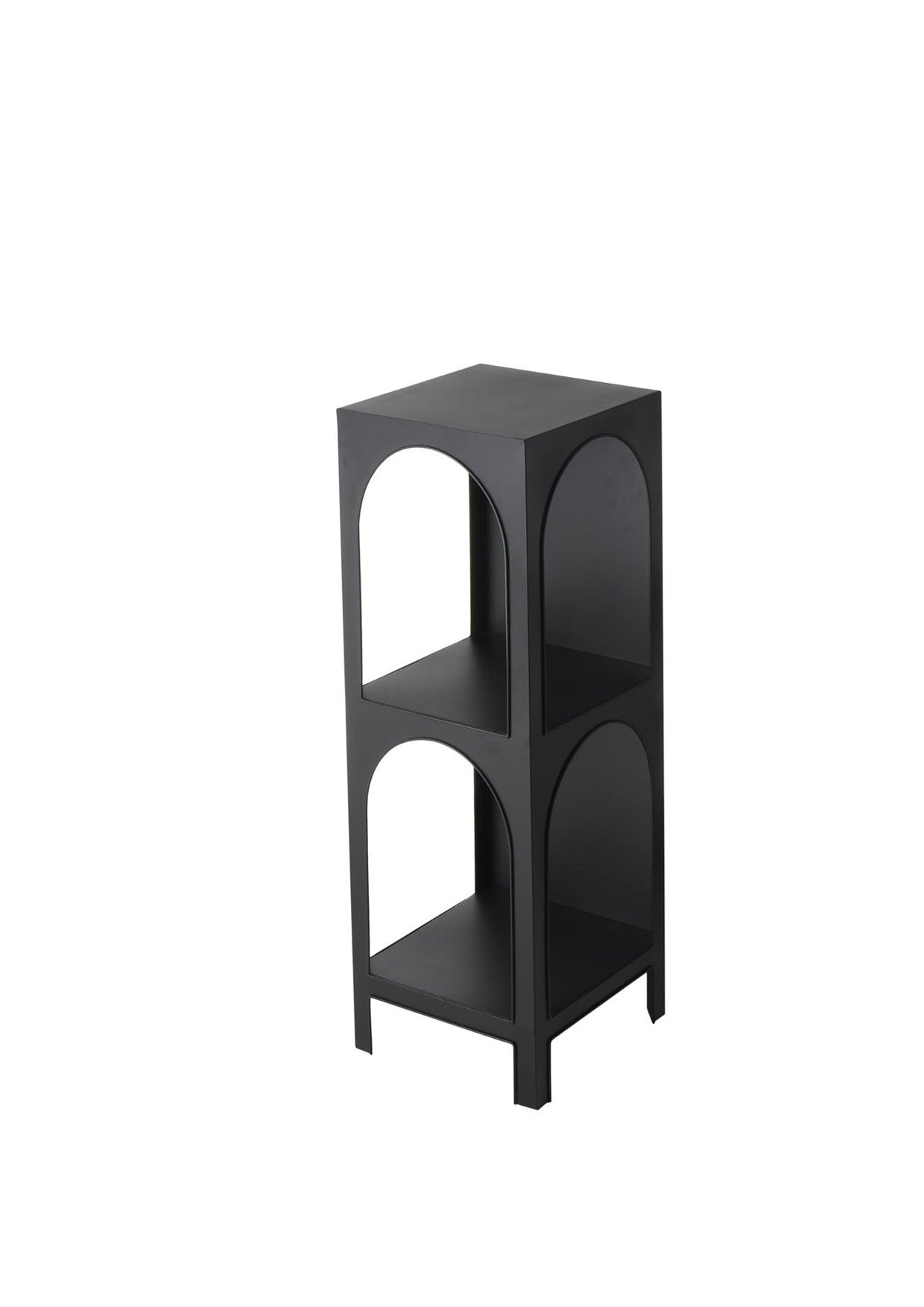 Black Metal 2 and 3 Shelf Storage Shelving Unit with Arched Openings