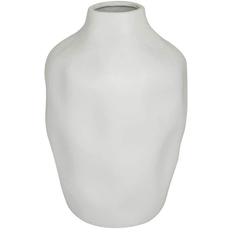 CosmoLiving by Cosmopolitan White Ceramic Abstract Faceted Decorative Vase
