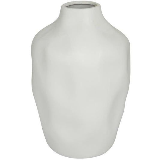 CosmoLiving by Cosmopolitan White Ceramic Abstract Faceted Decorative Vase