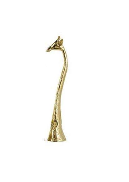 Silver Aluminum Metal Giraffe Tall Decorative Sculpture with Spotted Texturing