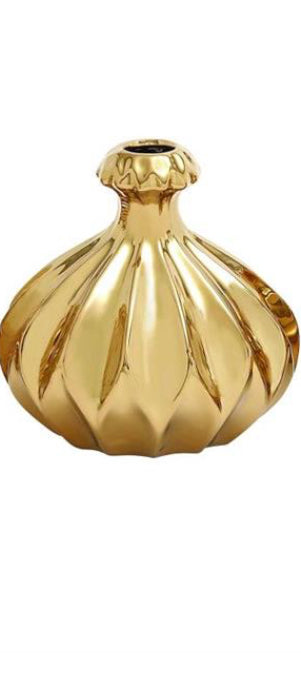 GOLD CERAMIC VASE WITH VARYING PATTERNS