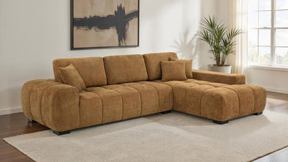 Octavia Tufted 2-Piece Sectional Chaise Sofa Amber