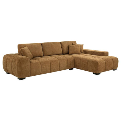 Octavia Tufted 2-Piece Sectional Chaise Sofa Amber
