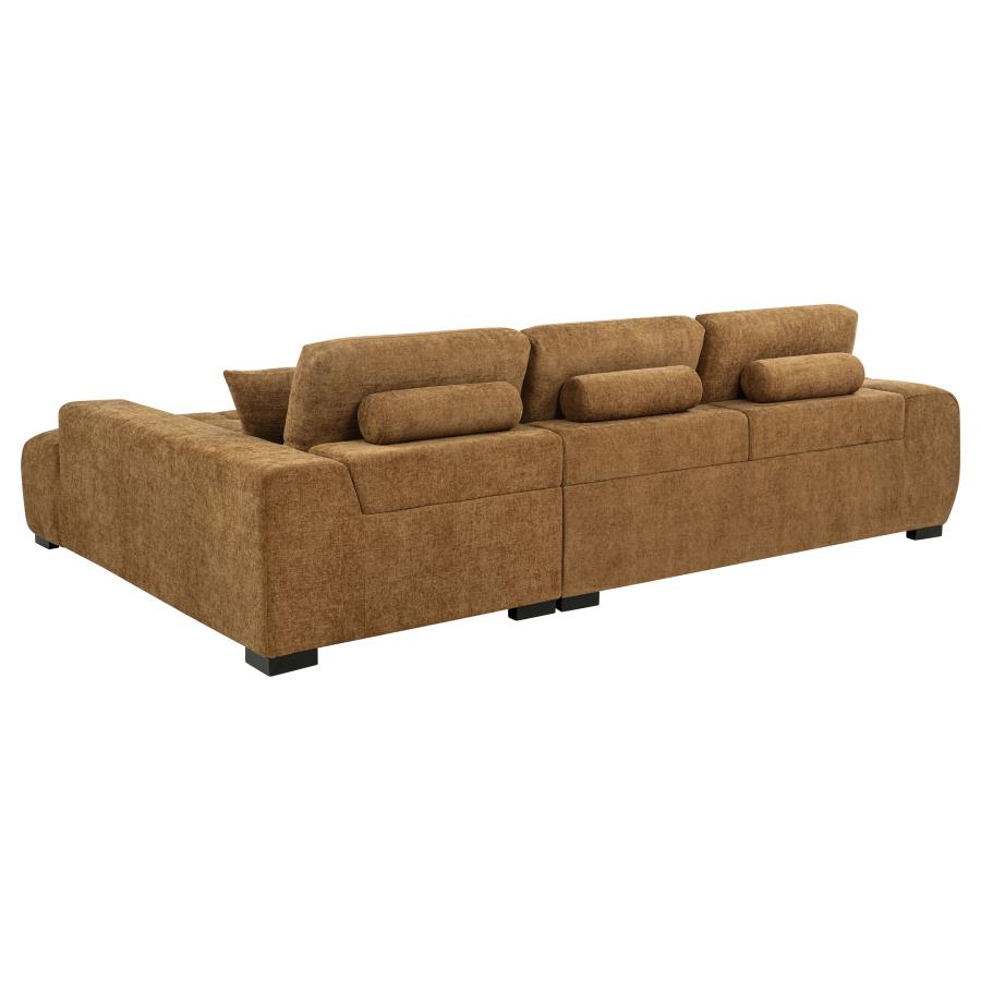 Octavia Tufted 2-Piece Sectional Chaise Sofa Amber