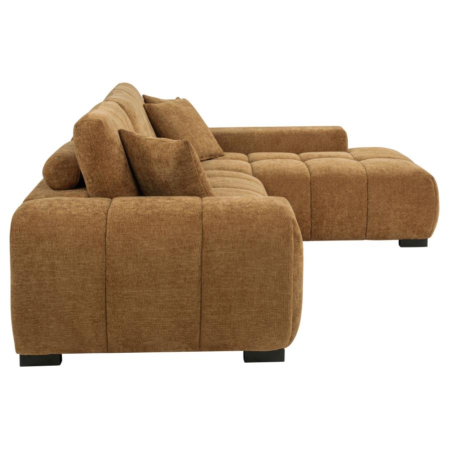 Octavia Tufted 2-Piece Sectional Chaise Sofa Amber
