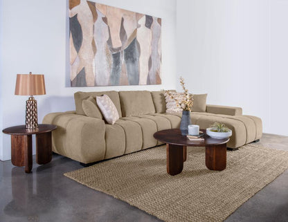 Octavia Tufted 2-Piece Sectional Chaise Sofa Amber
