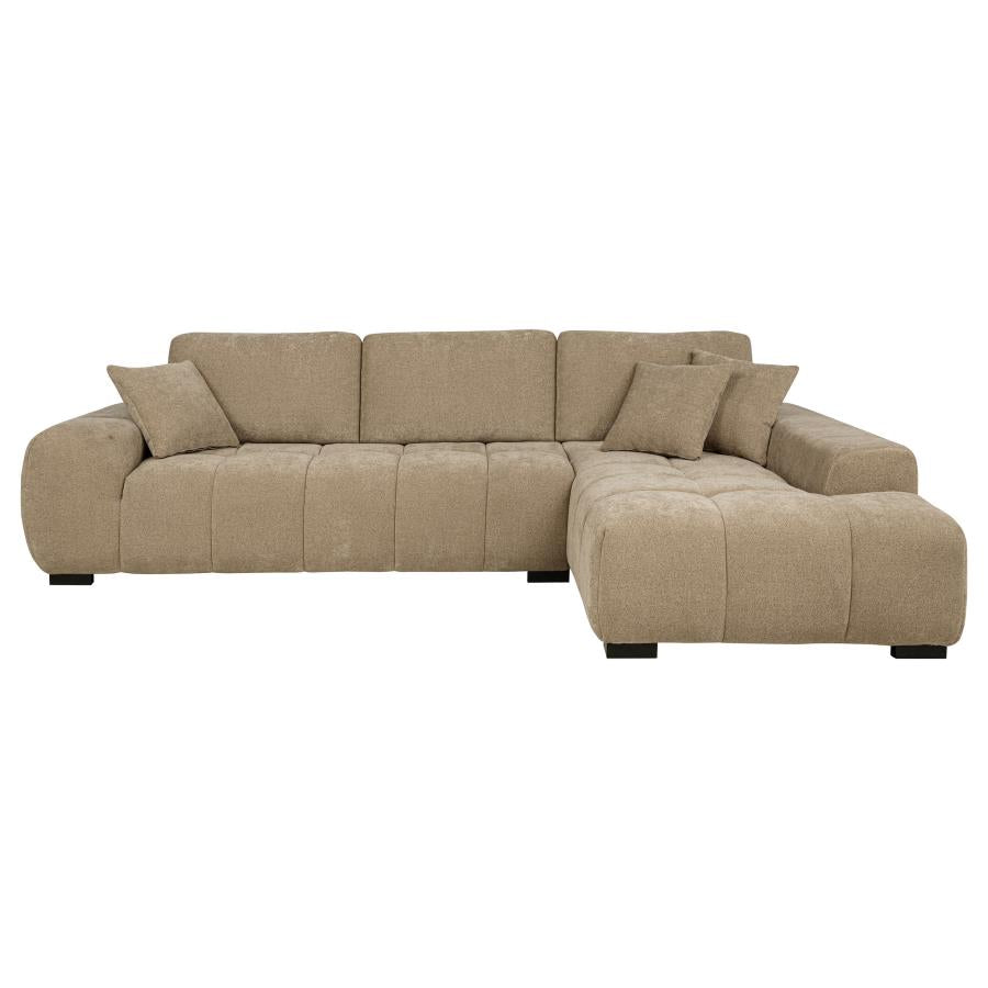 Octavia Tufted 2-Piece Sectional Chaise Sofa Amber
