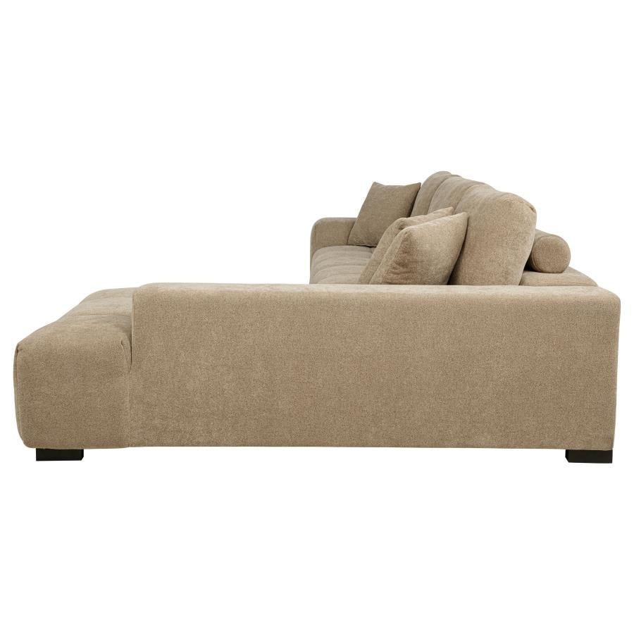Octavia Tufted 2-Piece Sectional Chaise Sofa Amber