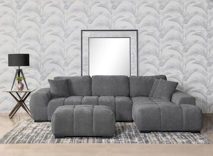 Octavia Tufted 2-Piece Sectional Chaise Sofa Amber