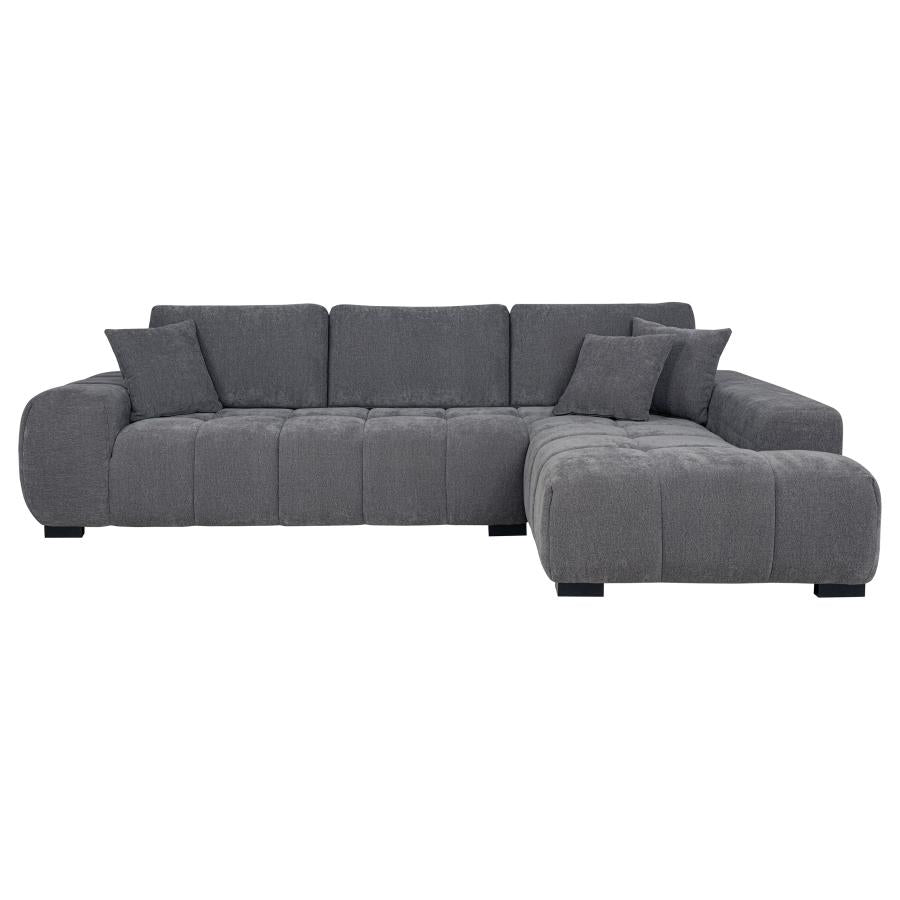 Octavia Tufted 2-Piece Sectional Chaise Sofa Amber
