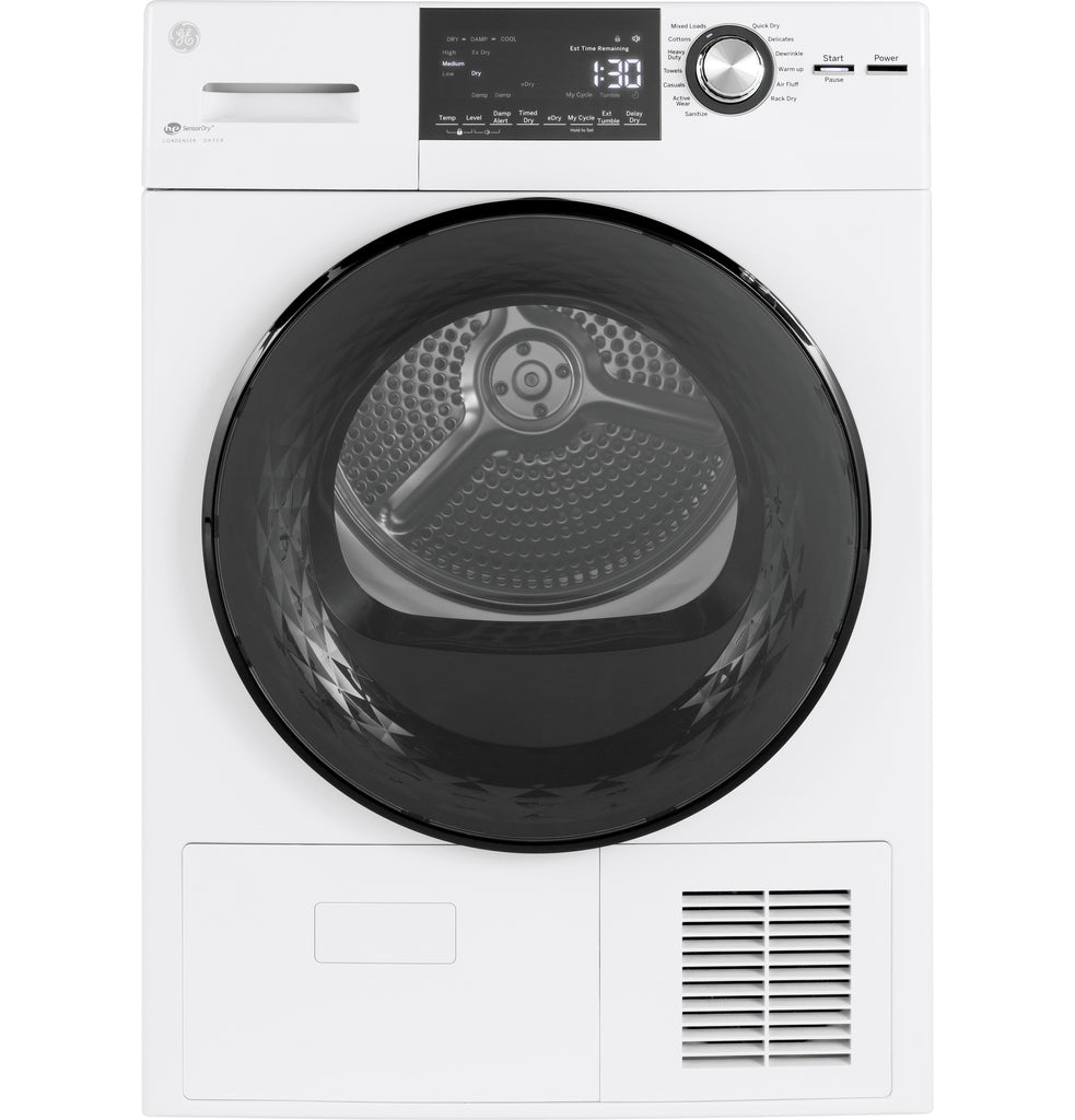 GE® 24" 4.1 Cu.Ft. Front Load Ventless Condenser Electric Dryer With Stainless Steel Basket