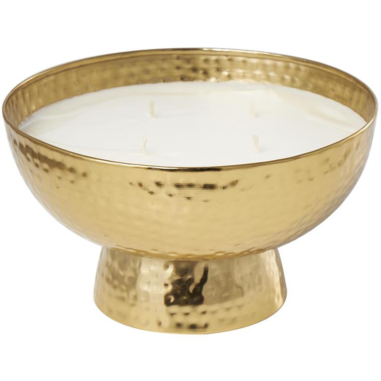MTL WAX CANDLE BOWL GLD 10"W, 6"H