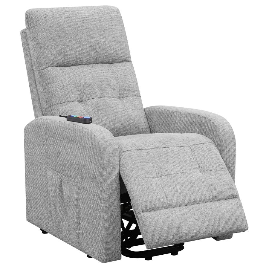 Howie Tufted Upholstered Power Lift Recliner Grey